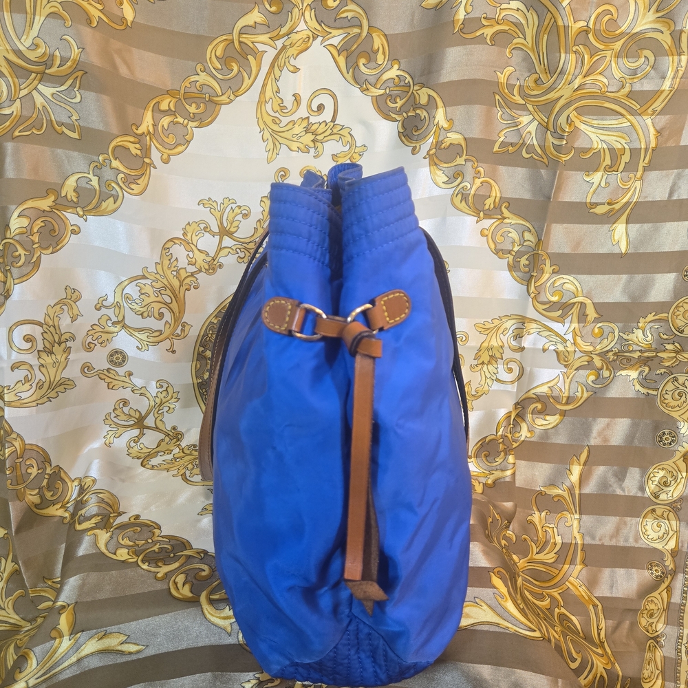 Dooney & Bourke Royal Blue Nylon Tote with Brown Leather Trim - Picture 5 of 9